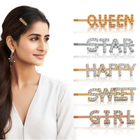 Sanas word letters hair pins – stylish alphabet hair accessories for women (5 pcs)