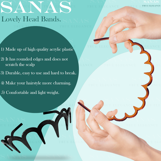 Sanas Long Teeth Hairband For Women - 4Pcs