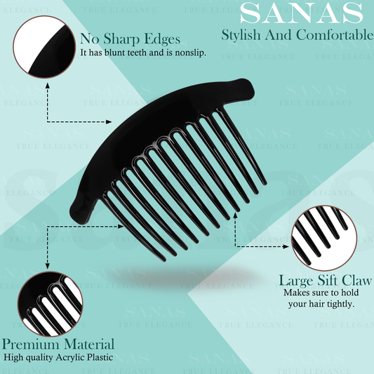 Sanas Acrylic Side Hair Comb - 2Pcs