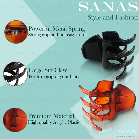 Sanas Acrylic Small Hair Clips - 6Pcs