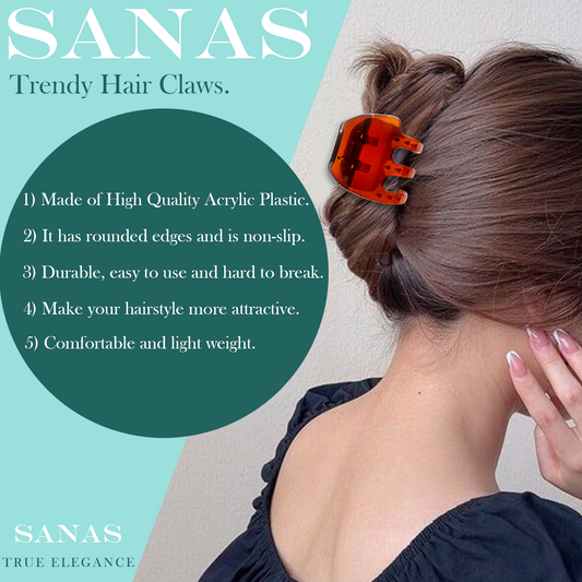 Sanas Acrylic Small Hair Clips - 6Pcs