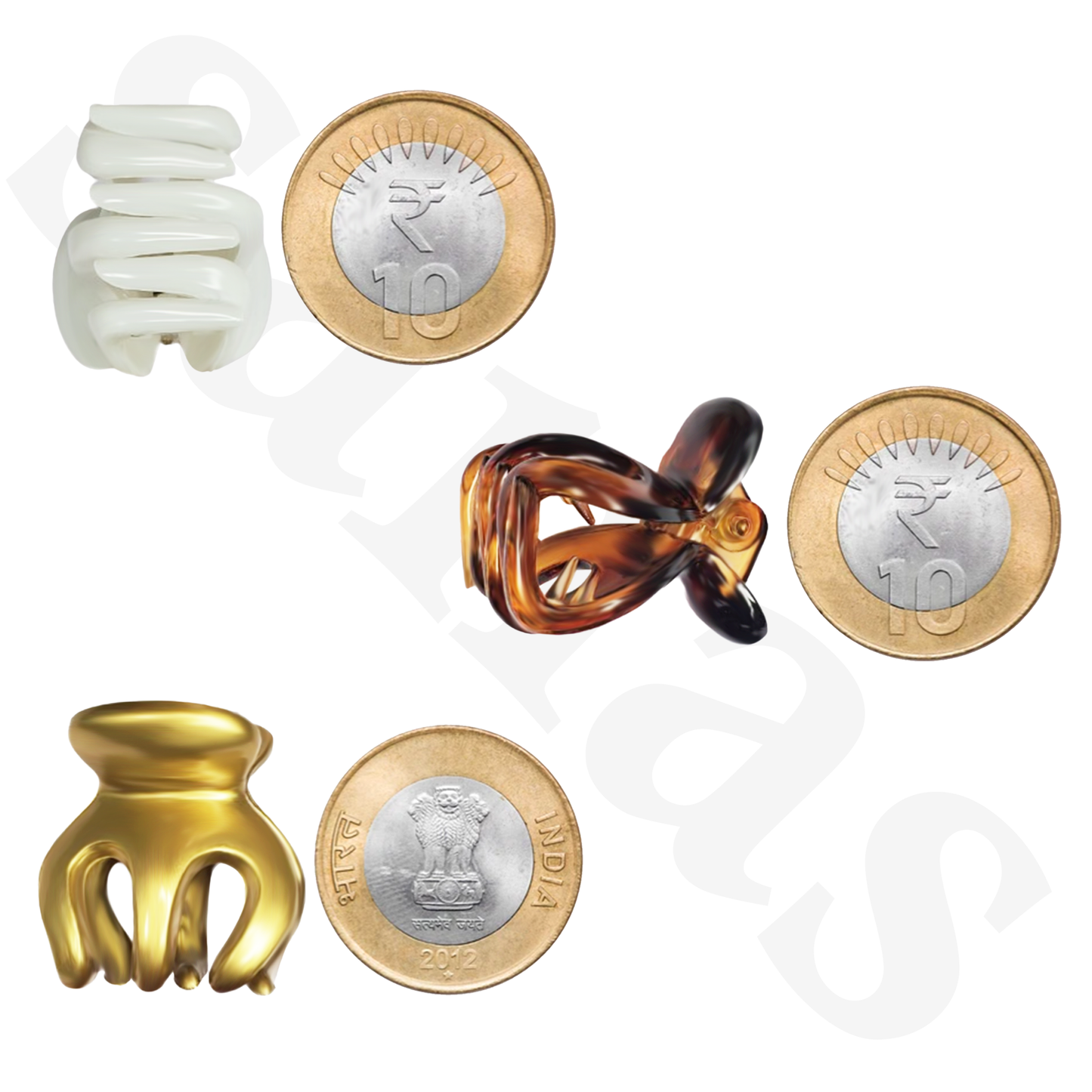 Sanas Acrylic Glossy Small Claw for Women - 6Pcs