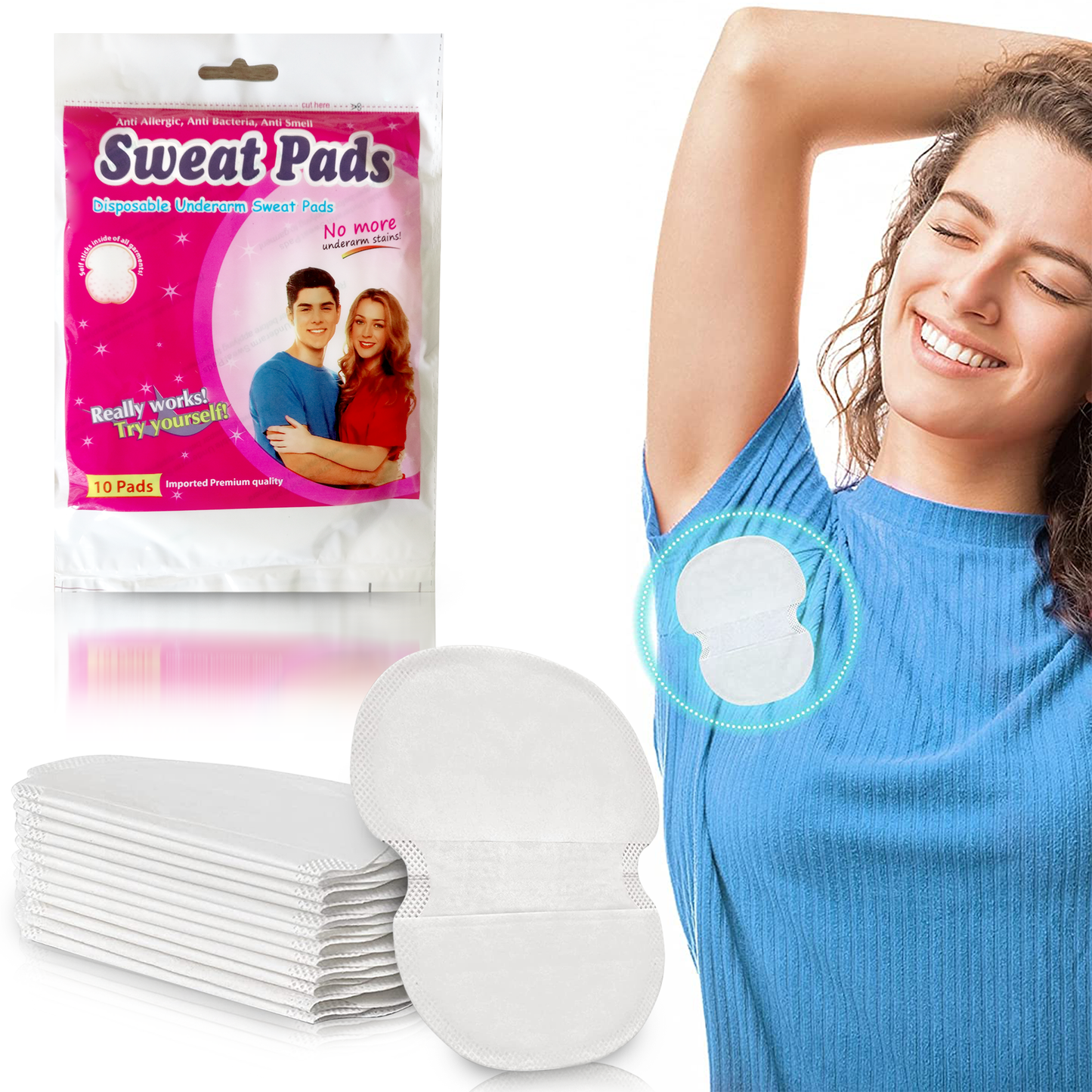 Sanas Disposable Sweat Pads For Underarms - 10Pcs