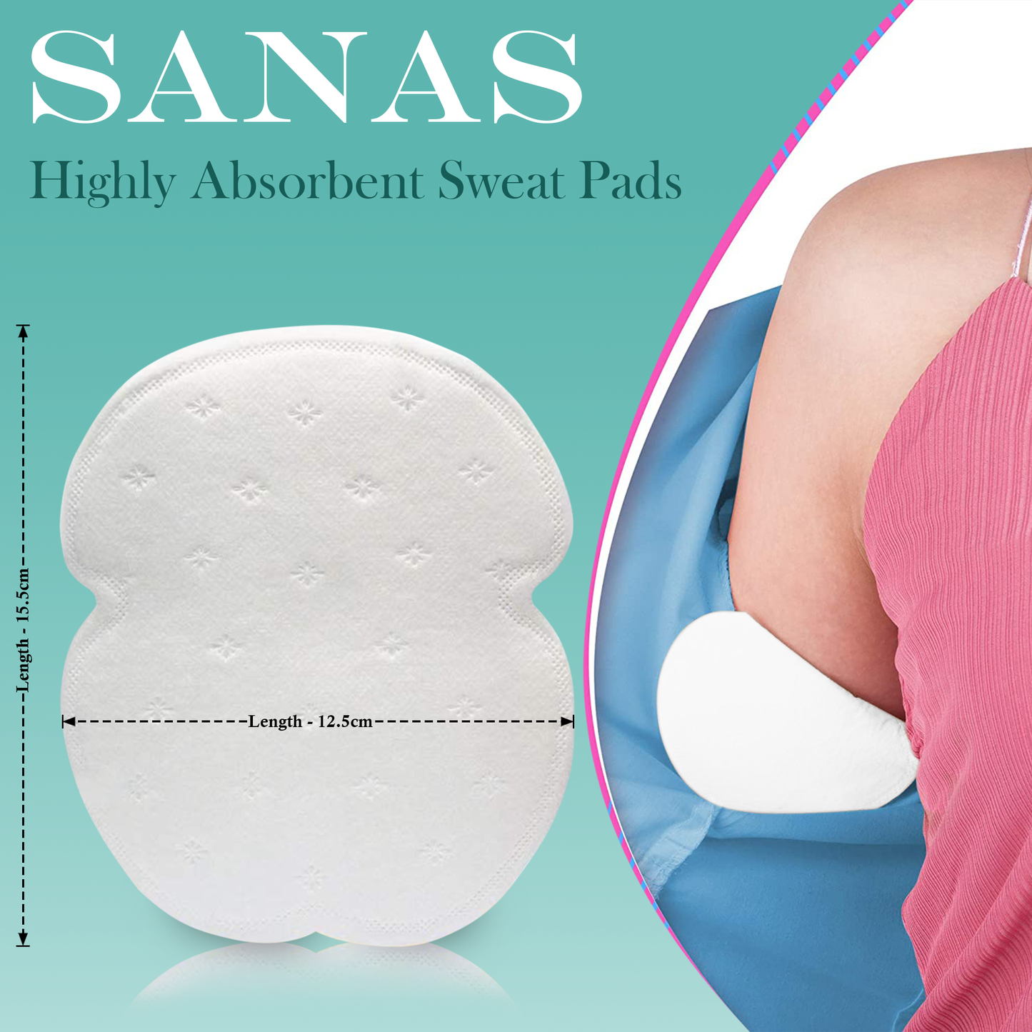 Sanas Disposable Sweat Pads For Underarms - 10Pcs