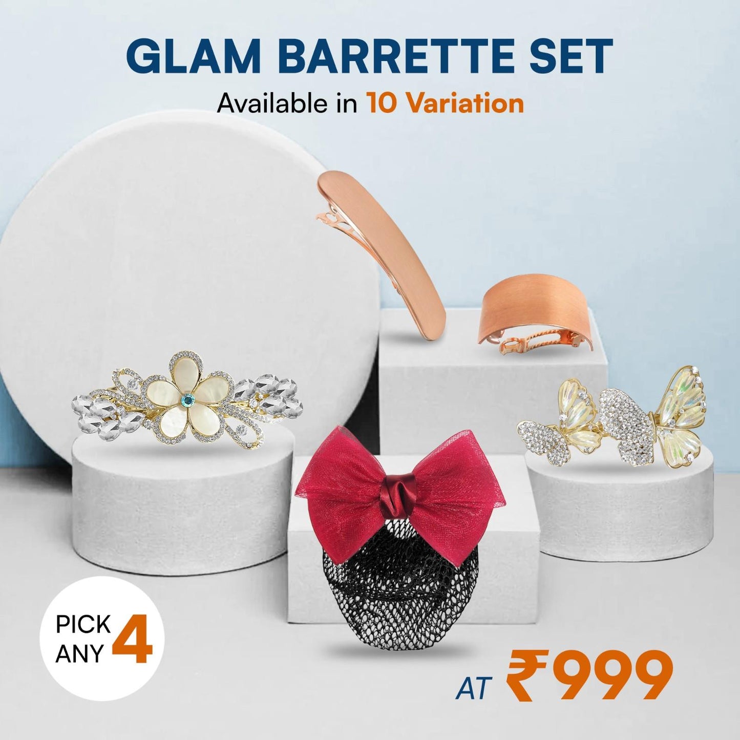 SANAS Glam Hair Accessories for Woman – Premium Hair Clips for Woman Set with Pearl & Butterfly Hair Clips, Metal Hair Barrettes for Hair Bun, Wedding & Party Wear