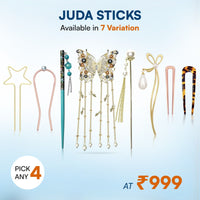 SANAS Juda Stick Set Pick Any 4 Hair Stick for Bun and French Pins for Hair Styling