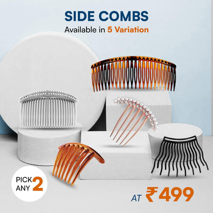 SANAS Hair Side Combs for Women | Side Comb Hair Clip Set | French Comb Clip & Bridal Hair Comb | Strong Hold Bun Comb Pin | Decorative Hair Comb Clip (Pick Any 2)