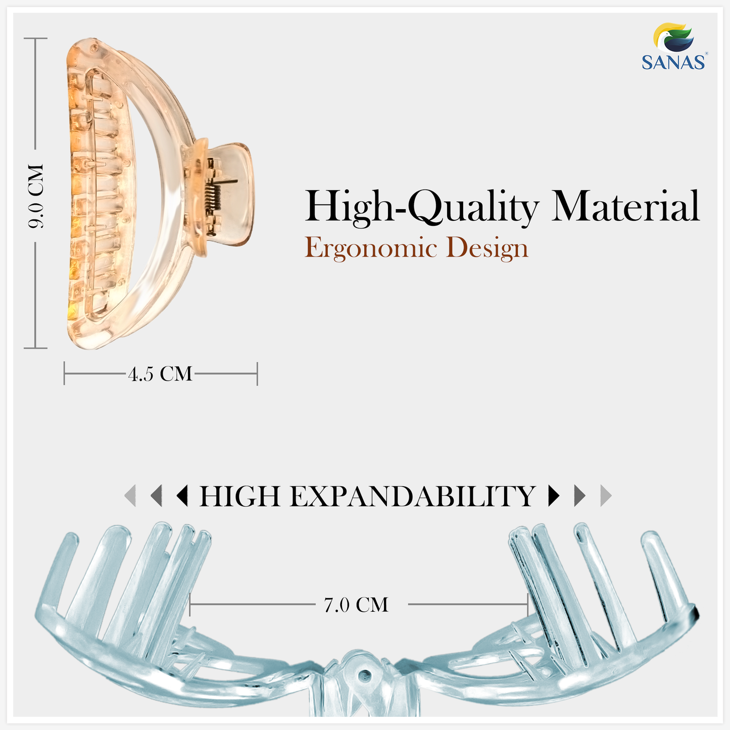 Transparent butterfly claw hair clips for women – Sanas 3 pieces