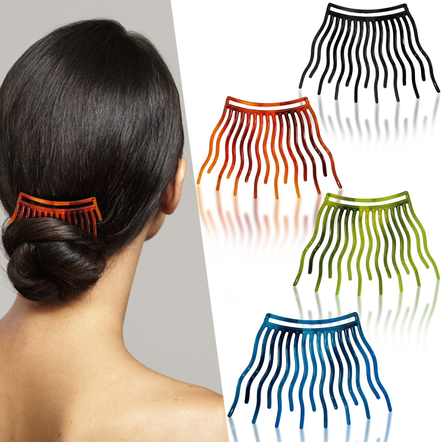 Sanas Wavy Hair Comb for Bun - 4Pcs