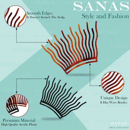 Sanas Wavy Hair Comb for Bun - 4Pcs
