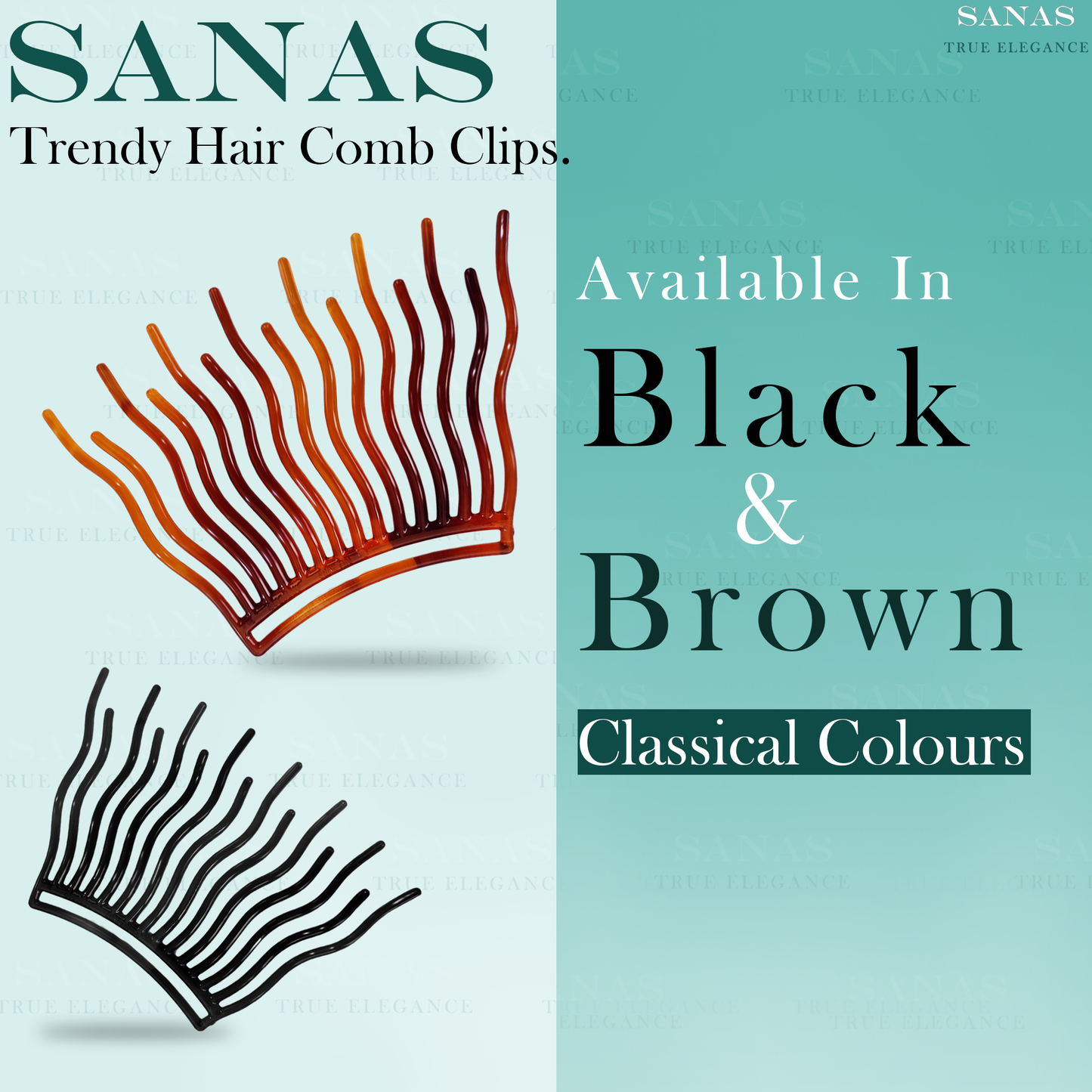 Sanas Wavy Hair Comb for Bun - 4Pcs