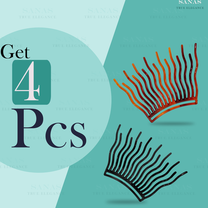 Sanas Wavy Hair Comb for Bun - 4Pcs