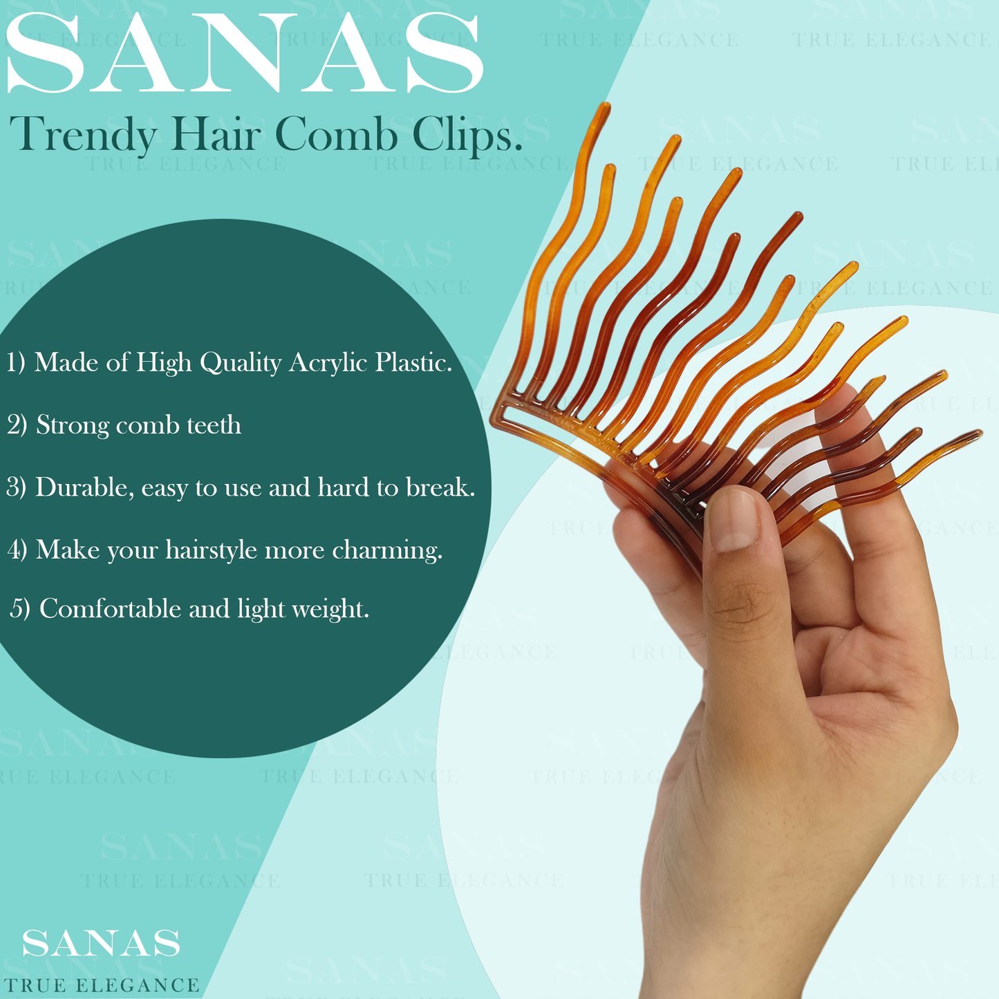 Sanas Wavy Hair Comb for Bun - 4Pcs