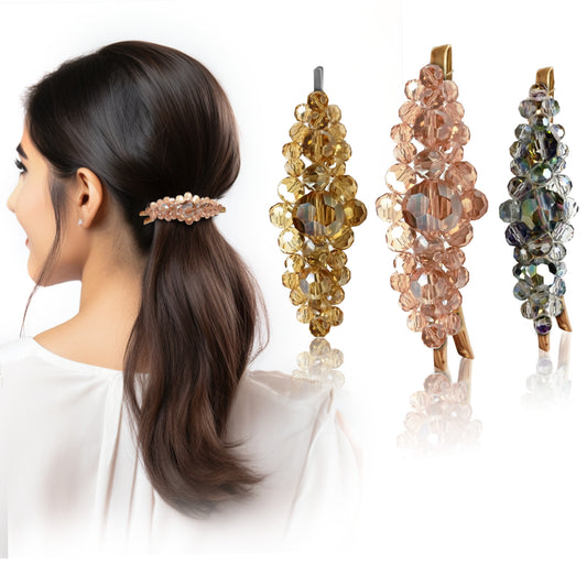 Sanas Beaded Hair Clips for Women - 3Pcs