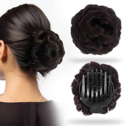 Sanas Brown Bun Clip Hair Extension - 1Pc