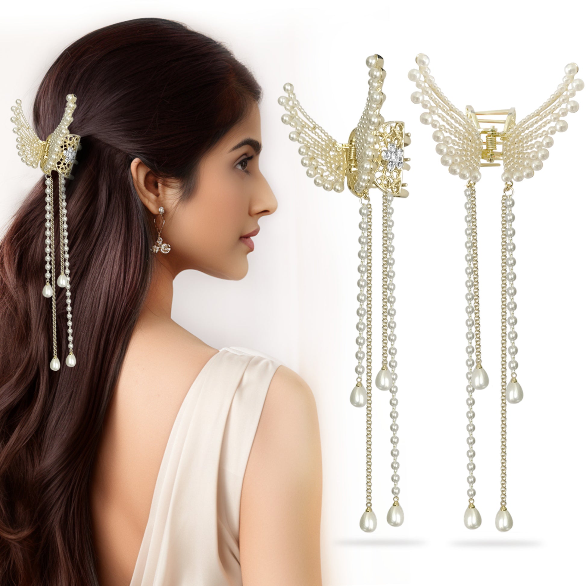 Pearl Tassel Butterfly Hair Clip