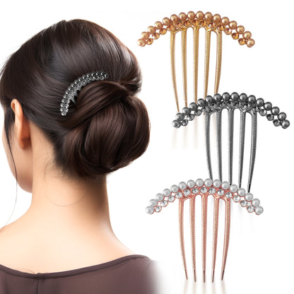 Sanas Pearl Hair Metal Comb - 3Pcs