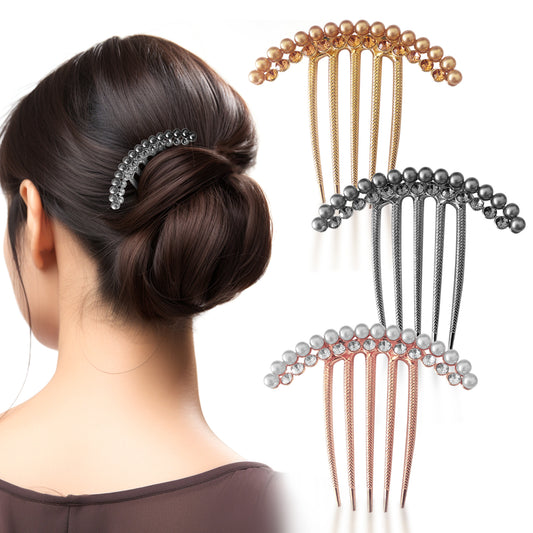 Sanas Pearl Hair Metal Comb - 3Pcs