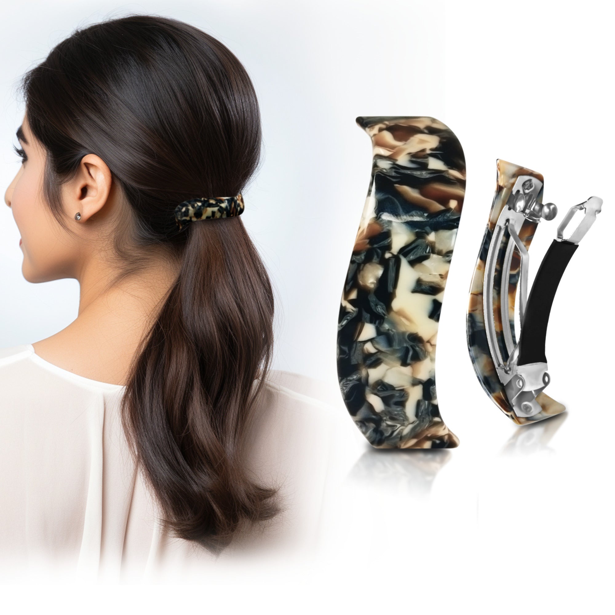 Shape Of Hair Clip Sanas Resin Wave Shape Tortoise Shell Barrette hair clip - 1Pc