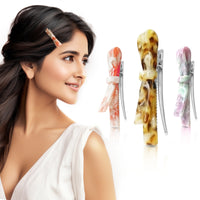 Sanas Resin Bow Knot Hair Clip Set 3Pcs