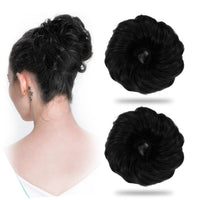 Sanas Black Hair Messy Bun - 2Pcs