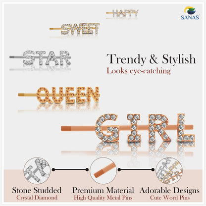 Women’s alphabet hair pins – Sanas word letter clip set