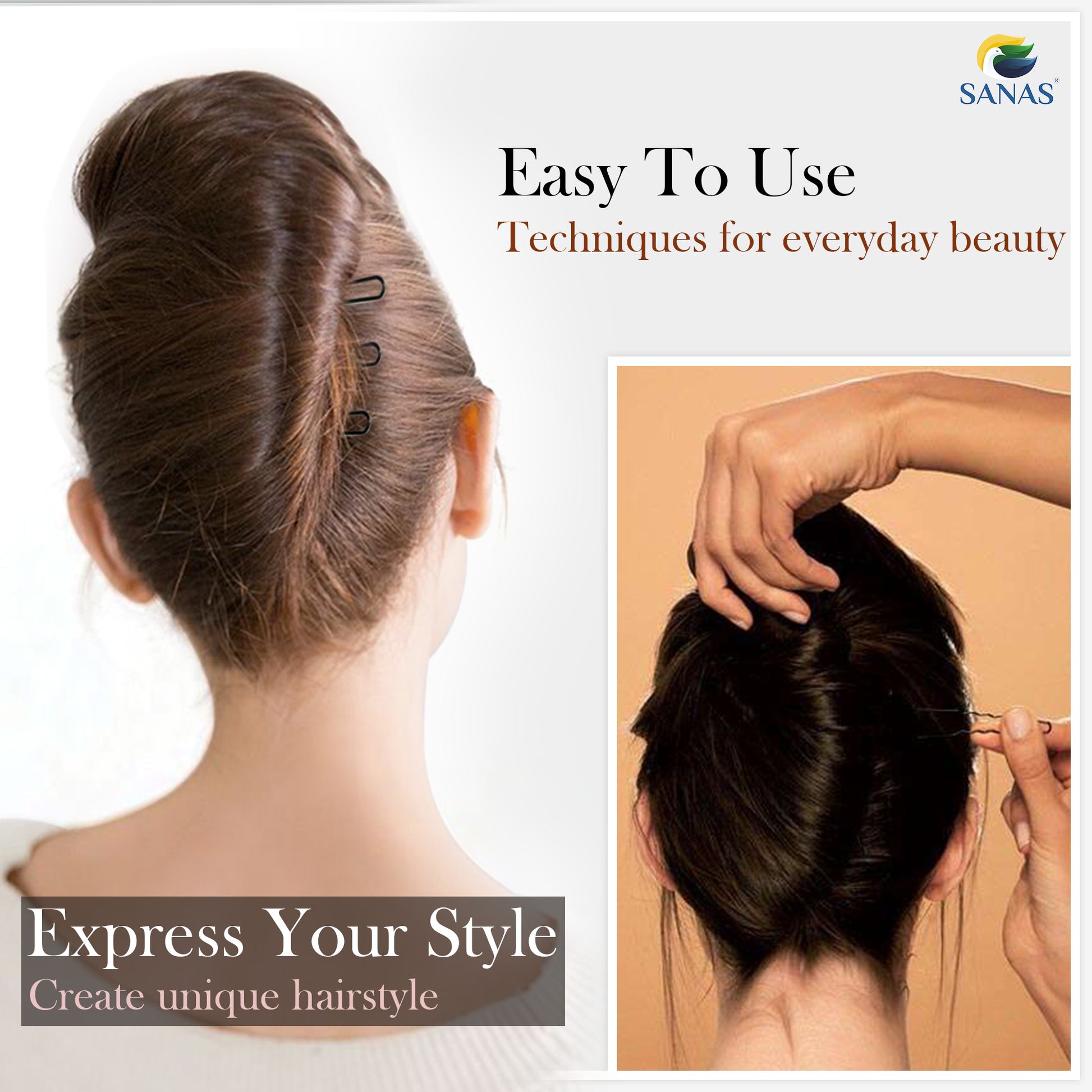 Women’s and girls’ black U hair pins – Sanas professional bun pins