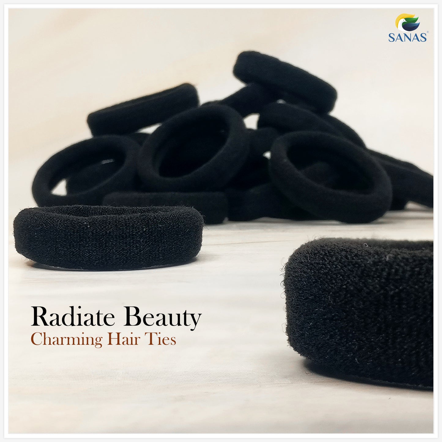 Women’s black elastic hair bands – Sanas durable daily-use hair ties