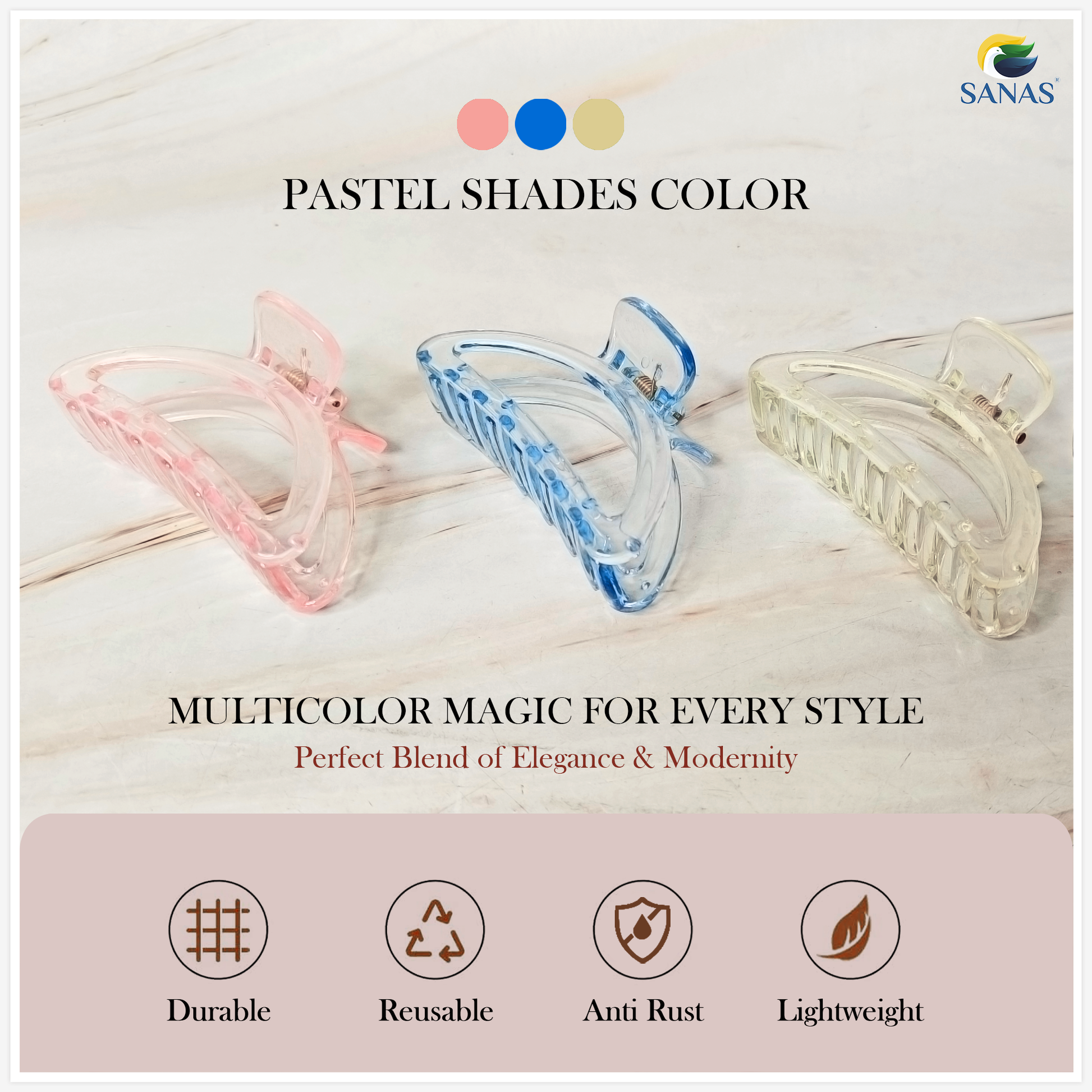 Women’s stylish butterfly transparent claw clip set – Sanas