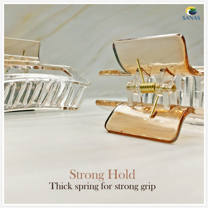 Women’s transparent rectangular clutcher clips – Sanas pack of 3