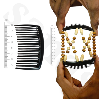 Sanas Wooden Beaded Stretchy Side Comb - 1Pc