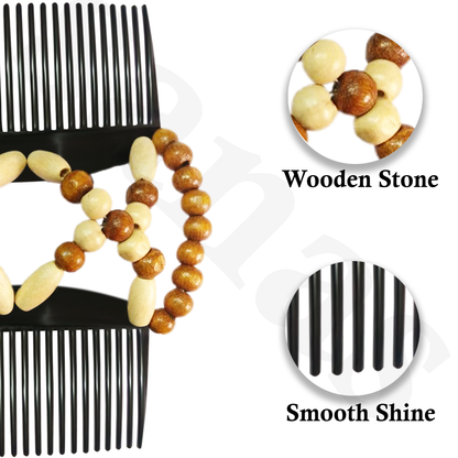 Sanas Wooden Beaded Stretchy Side Comb - 1Pc