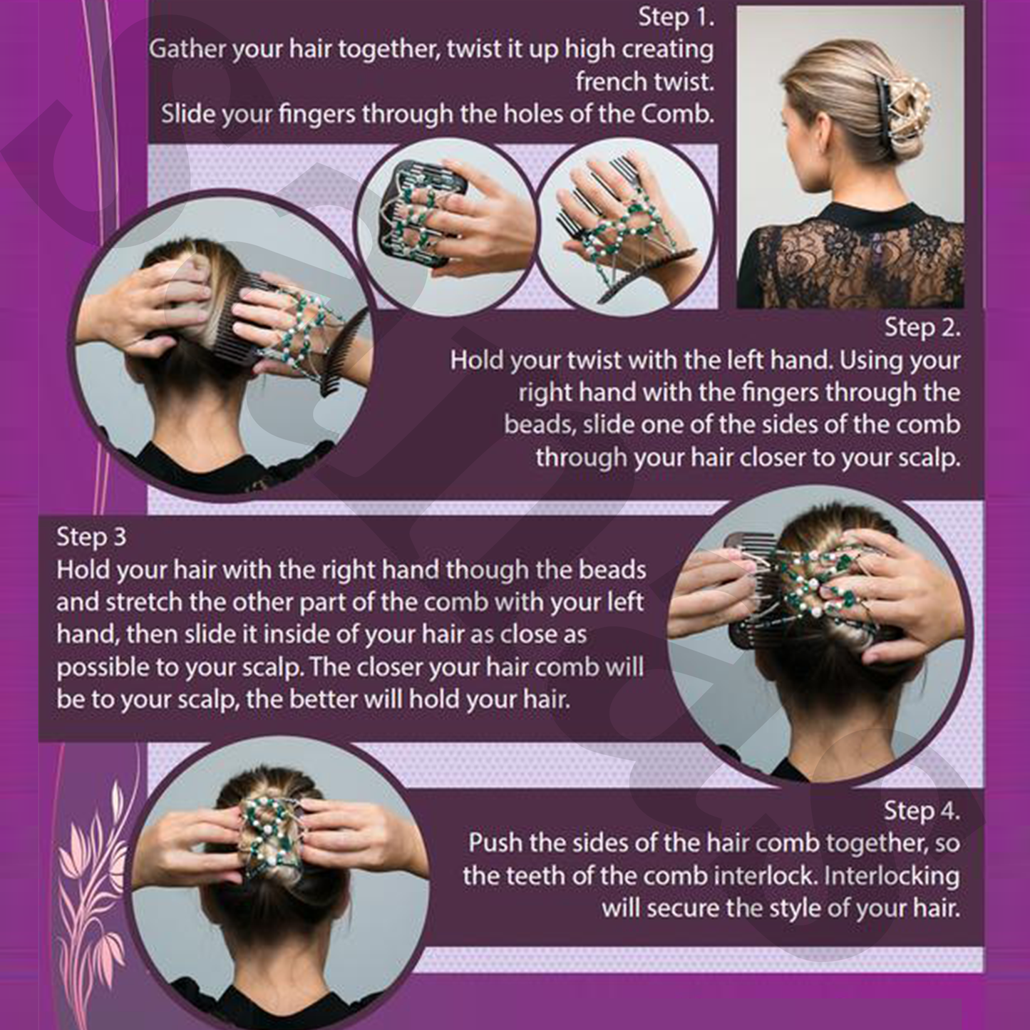 Sanas Wooden Beaded Stretchy Side Comb - 1Pc