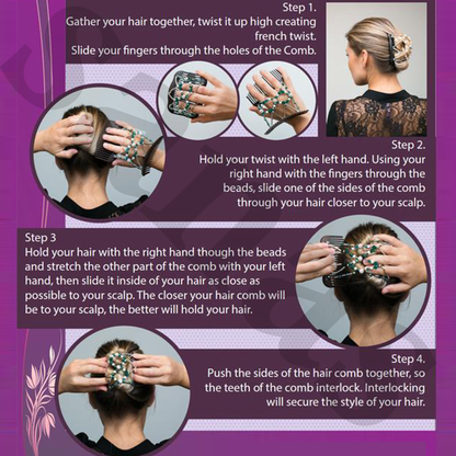 Sanas Wooden Beaded Stretchy Side Comb - 1Pc