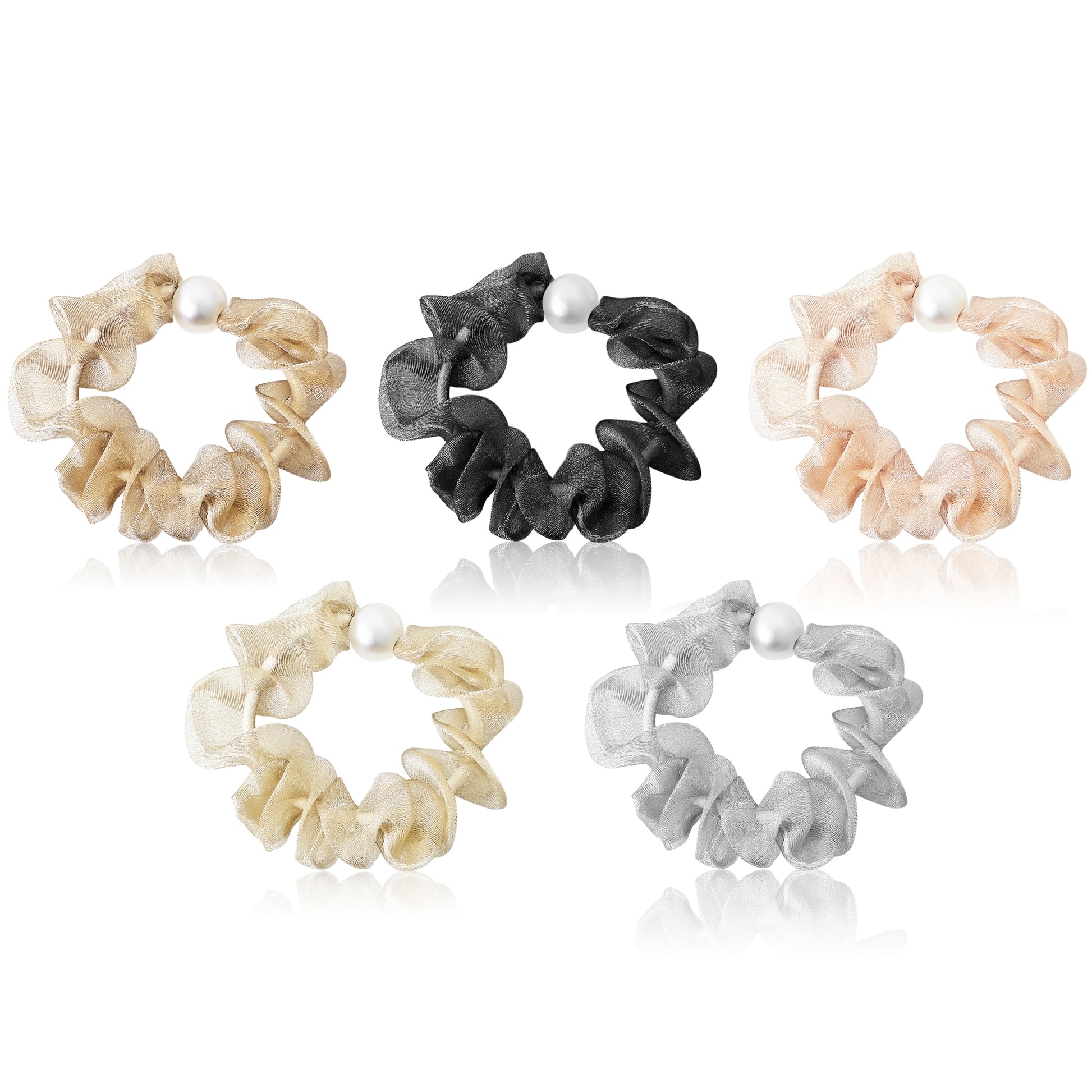 Sanas Hair Scrunchies Set 5Pcs Soft Neutral Hair Scrunchies