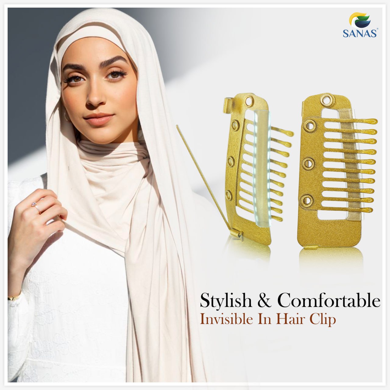 Golden Hair Extension, Hijab & Dupatta Clips