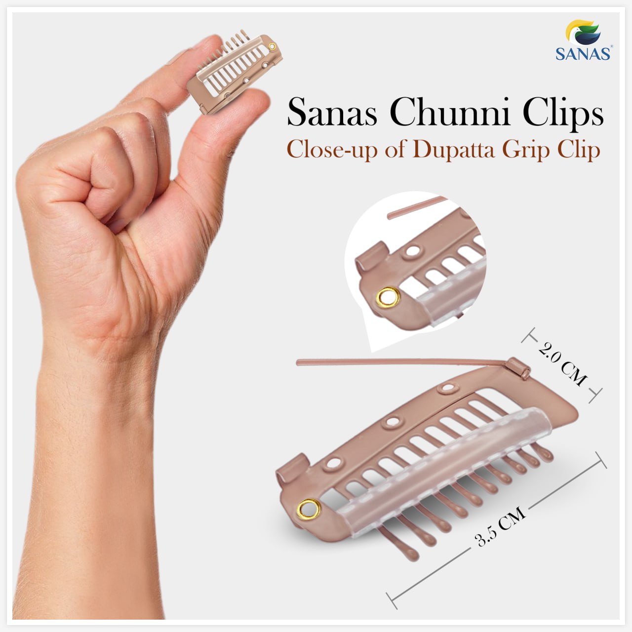 Hair Extension Clips For Dupatta, Hijab - Brown
