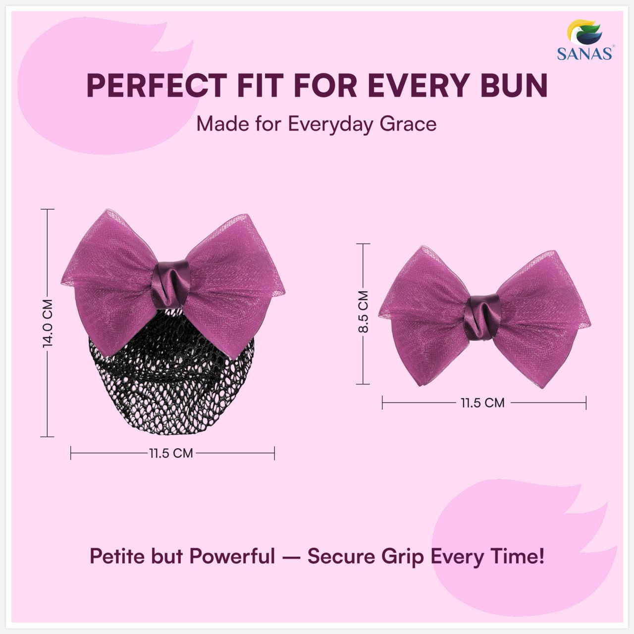 Elegant purple hair bun net clip for women and girls