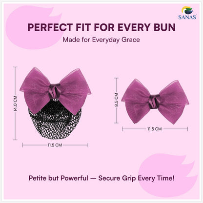 Elegant purple hair bun net clip for women and girls