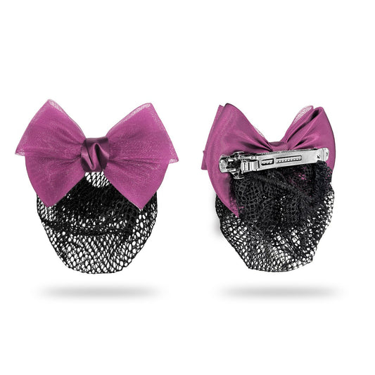 Sanas purple juda net hair clip for women with satin bow and bun net