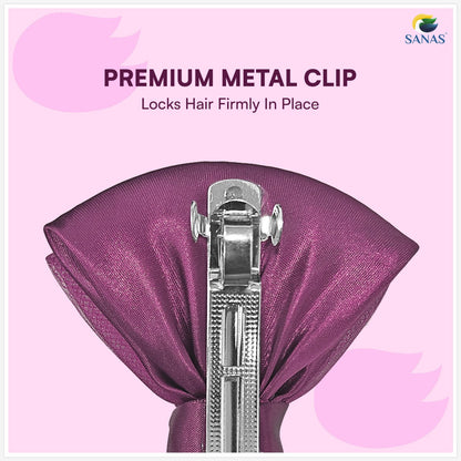 Stylish purple satin hair accessory for bun hairstyles