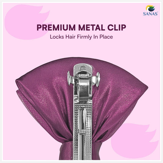 Stylish purple satin hair accessory for bun hairstyles