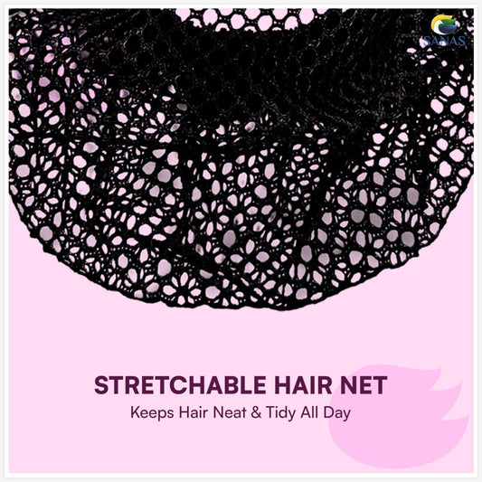 Hair bun net clip for women with strong barrette clasp