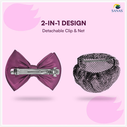 Women's hair bun net accessory with stylish satin bow