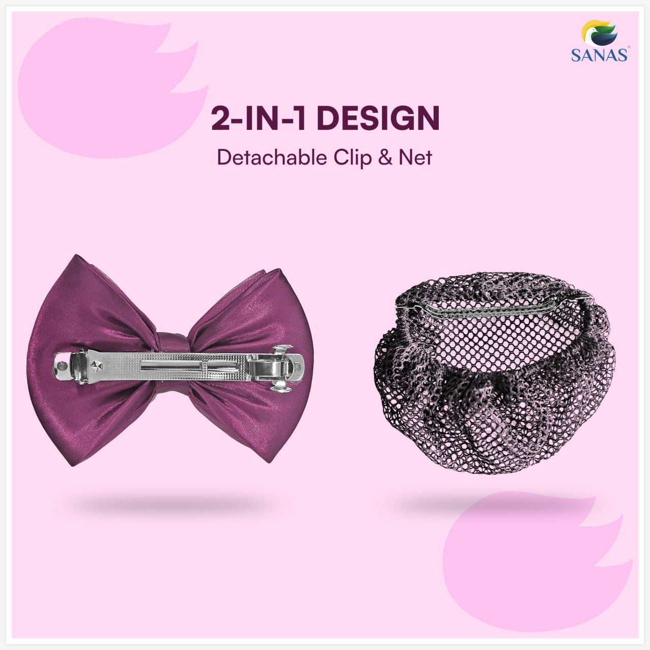 Women's hair bun net accessory with stylish satin bow