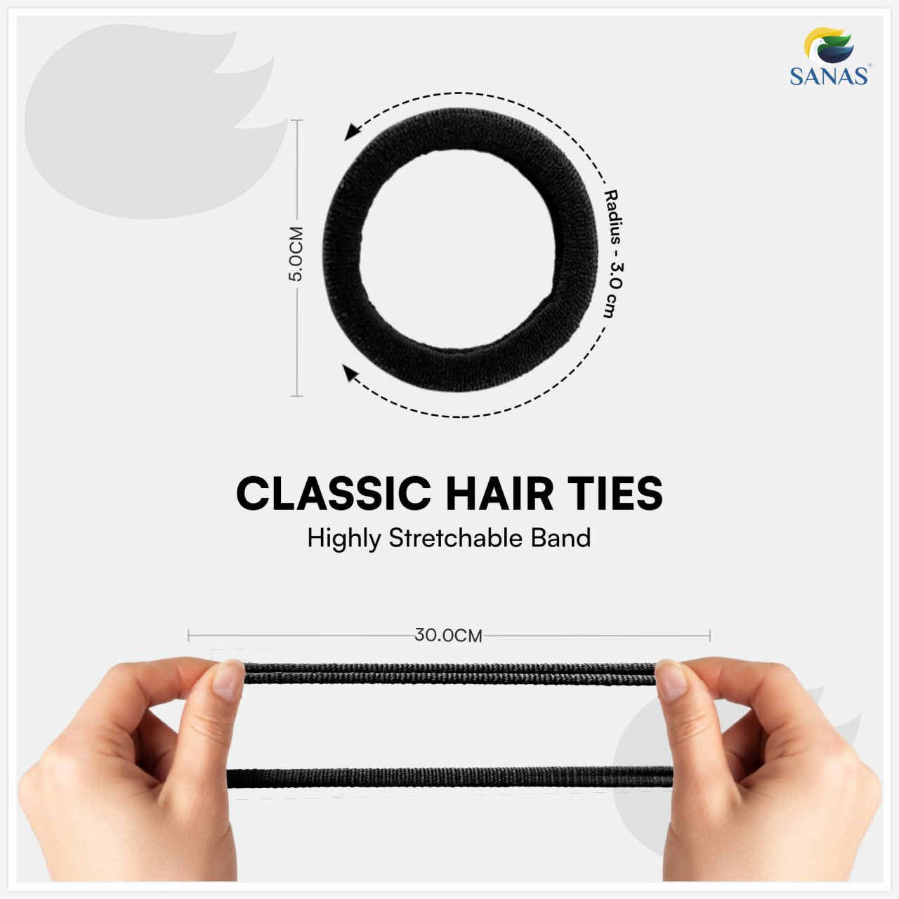 Premium Black Hair Rubber Bands for Ponytails Braids and Buns