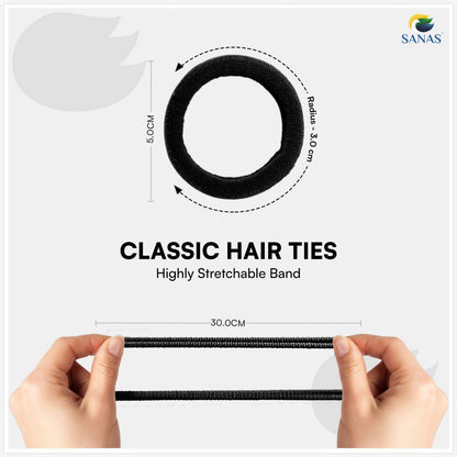 Premium Black Hair Rubber Bands for Ponytails Braids and Buns