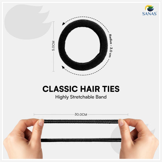 Premium Black Hair Rubber Bands for Ponytails Braids and Buns